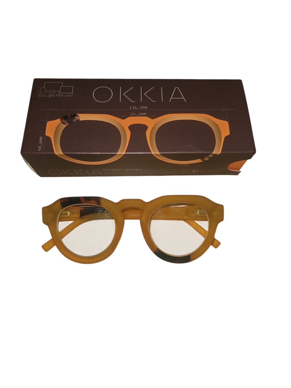 Round Reading Glasses +2.5in In Honey Amber with Tortoiseshell Accents